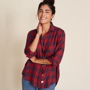 Grayson / The Hero Button-up Liquid Flannel red navy plaid 1 XS